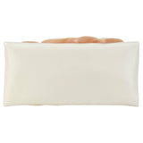 Soft Nappa Flap Clutch With Satin Rose Detail: BLACK