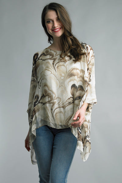 Tempo Paris Silk Poncho Beige