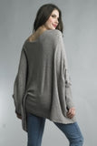 Tempo Paris Silver Knit Poncho Taupe