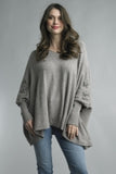 Tempo Paris Silver Knit Poncho Taupe