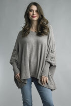 Tempo Paris Silver Knit Poncho Taupe