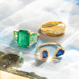Marlyn Schiff - Gold plated rectangle cut 3 stone ring