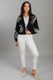SAACHI - Cropped Flower Squiggle Cardigan