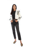 SAACHI - Cropped Flower Squiggle Cardigan