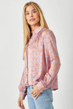 Mystree - Satin Printed Flowy Blouse