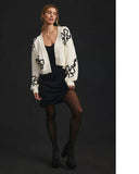 SAACHI - Cropped Flower Squiggle Cardigan