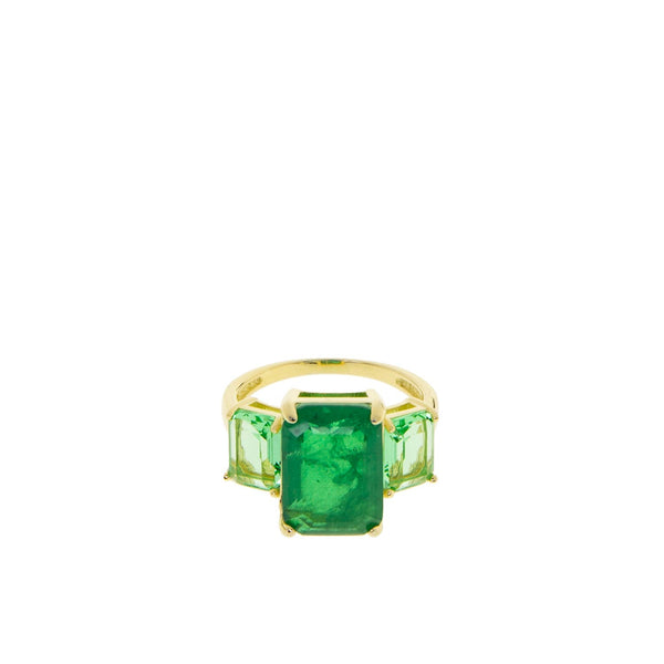 Marlyn Schiff - Gold plated rectangle cut 3 stone ring