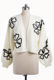 SAACHI - Cropped Flower Squiggle Cardigan