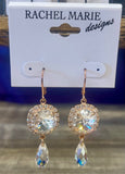 Rachel Marie Rose Gold Swarovski Crystal Halo Drop Earring