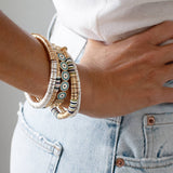 Marlyn Schiff - Small heishi & metal disc stretch bracelet