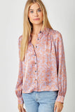 Mystree - Satin Printed Flowy Blouse