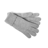 Portolano - CASHMERE GLOVES WITH RIBBED CUFF: MEDIUM HTH GREY