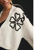 SAACHI - Cropped Flower Squiggle Cardigan