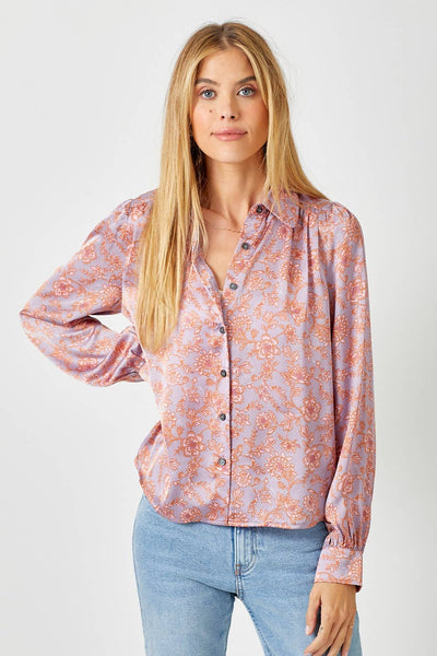 Mystree - Satin Printed Flowy Blouse