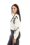 SAACHI - Cropped Flower Squiggle Cardigan