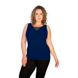 Skinnytees - Plus Mesh V Neck Tank: Black