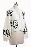 SAACHI - Cropped Flower Squiggle Cardigan