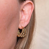 GoldFi - 18k Gold Filled Triple Line Beaded C Hoop Earrings