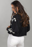 SAACHI - Cropped Flower Squiggle Cardigan