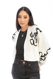 SAACHI - Cropped Flower Squiggle Cardigan