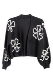 SAACHI - Cropped Flower Squiggle Cardigan