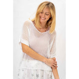OPEN KNIT SHORT SLEEVE SWEATER Made in Italy