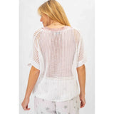 OPEN KNIT SHORT SLEEVE SWEATER Made in Italy