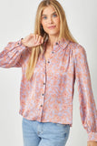 Mystree - Satin Printed Flowy Blouse