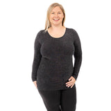 Skinnytees - Lurex Long Sleeved Crew: Plus