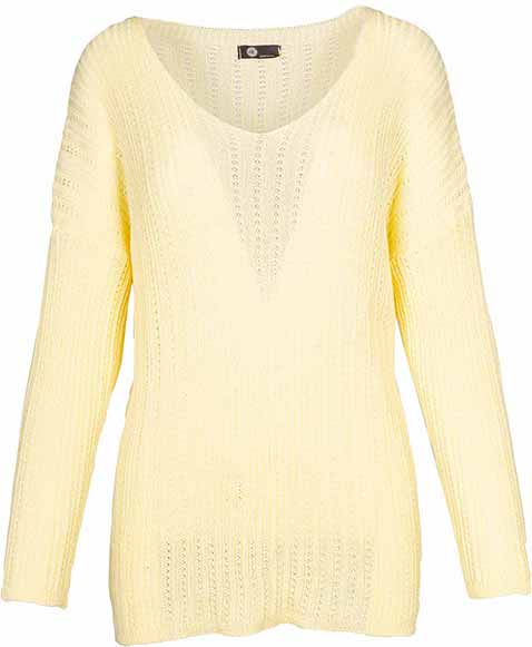 M Made In Italy - Open Knit V-Neck Sweater