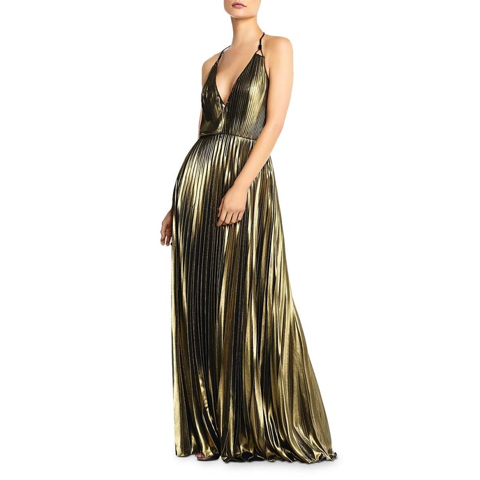 Aidan by Aidan Mattox Womens Foiled Halter Evening Dress Bronze 6 Aidan by Aidan Mattox Womens Foiled Halter Evening Dress Bronze 6