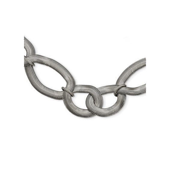 Stainless Steel Interlinked Oval Necklace