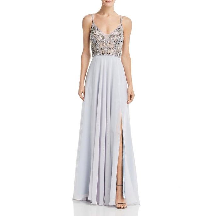 aqua and silver dress US2 / Nude Silver SELINADRESS