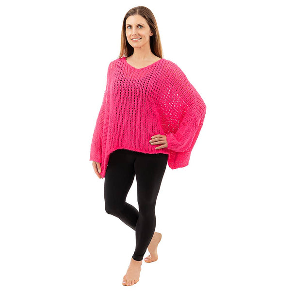Skinnytees - Bulky Knit V Neck Sweater