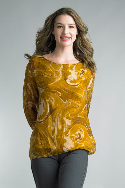 Tempo Paris Abstract Silk Top