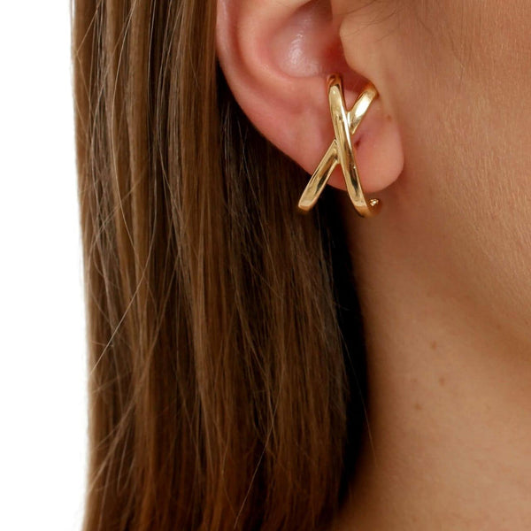 Sheila Fajl Gold Plated Crisscross Hug Earrings