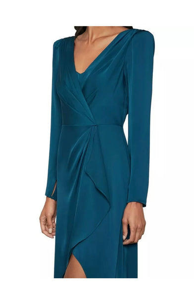 Bcbgmaxazria Womens Evening Dress Faux Wrap Double V - Poseidon - 4 Bcbgmaxazria Womens Evening Dress Faux Wrap Double V - Poseidon - 4