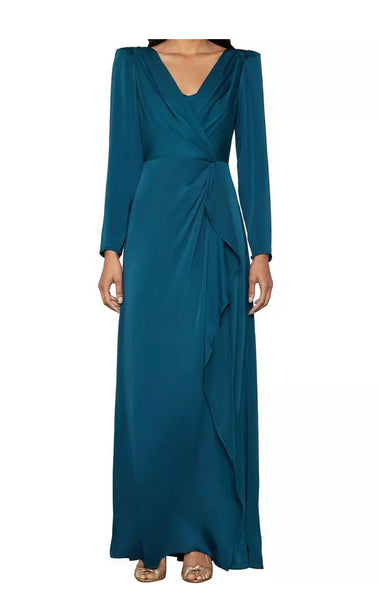 BCBGMAXAZRIA Womens Evening Dress Faux Wrap Double V - Poseidon - 4 BCBGMAXAZRIA Womens Evening Dress Faux Wrap Double V - Poseidon - 4