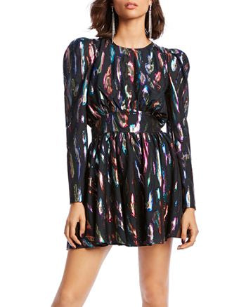 Lini Gemma Puff - Sleeve Rainbow Metallic Dress