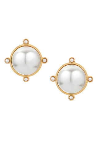 FRENCH KANDE 24K CLAD PEARL OREILLE EARRINGS