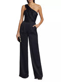 Ramy Brook  MYRA Black Satin Jumpsuit