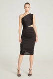 Halston Cassidy Jersey Ruched Cocktail Dress