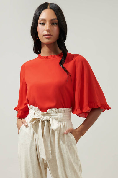 Sugarlips - Heartbreaker Bell Sleeve Ruffle Blouse