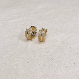 GoldFi - 18k Gold Filled CZ Leaf Clicker Hoop Earrings