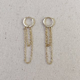 GoldFi - 18k Gold Filled CZ  Hoop With Dangling Chains Earrings