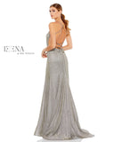 Ieena by Mac Duggal Silver Glitter Evening Gown