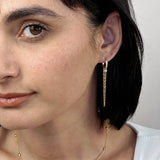 GoldFi - 18k Gold Filled CZ  Hoop With Dangling Chains Earrings