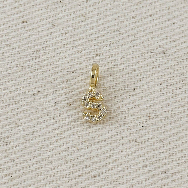 GoldFi - 18k Gold filled  Micro CZ Initial Letter Charm