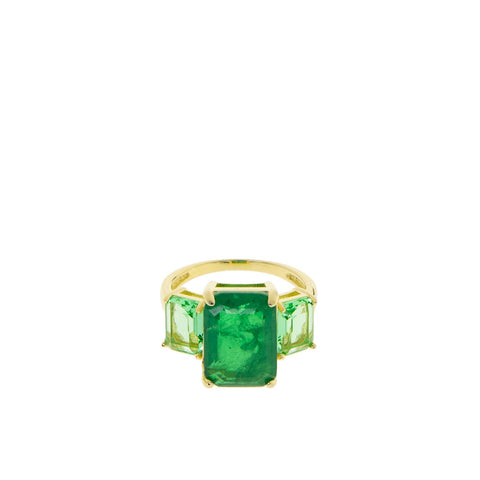 Marlyn Schiff - Gold plated rectangle cut 3 stone ring