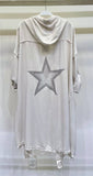 VENTI6  RHINESTONE STAR RAW EDGE CARDIGAN HOODIE